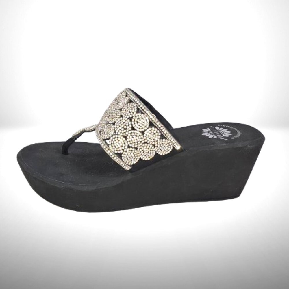 Yellow Box “Premium Collection” Crystal Wedge Flip Flop Sandals – Size 10 - Picture 6 of 6